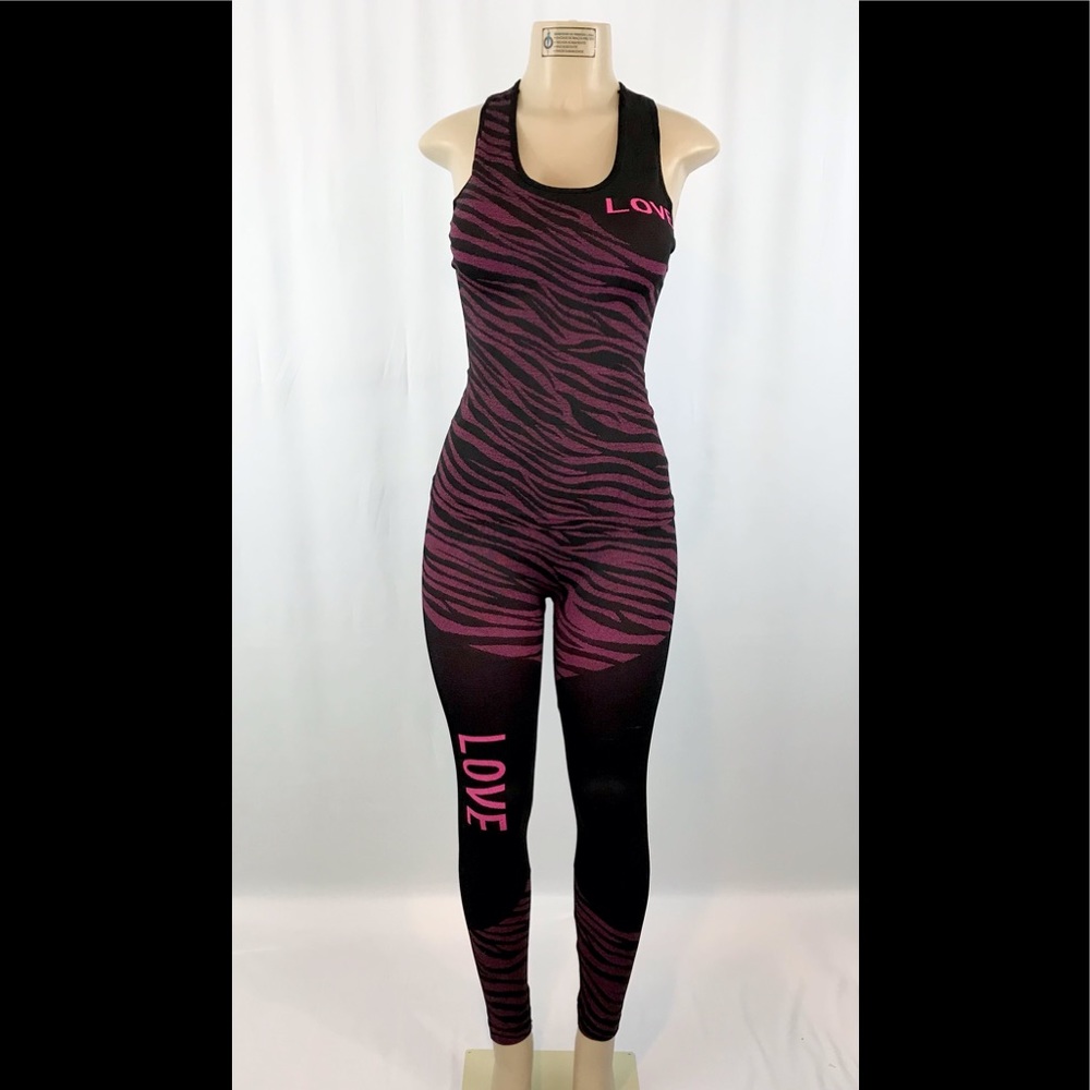 Black/pink Women Workout 2 Piece Set